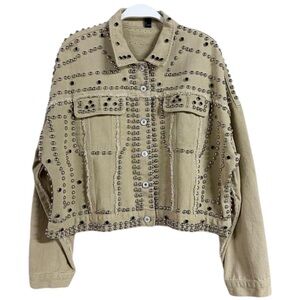 Studded Beige Jean Jacket